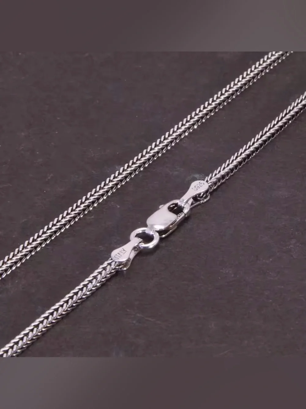 Men’s Solid 925 Sterling Silver 3mm Foxtail Chain Necklace Italy made
